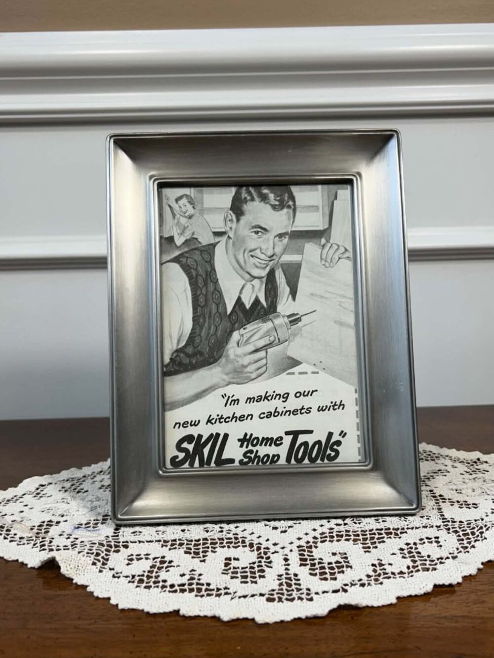 Vintage SKIL Tools Ad Brushed Pewter Frame